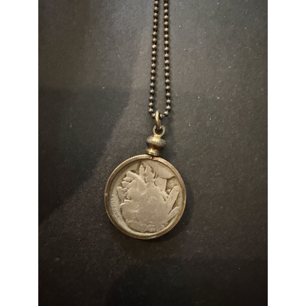 Vintage Hand Carved Buffalo Nickel Hobo Coin Pendant Necklace Folk Art Jewelry